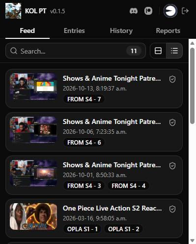 The popup's Feed tab listing tracked posts with their reactions